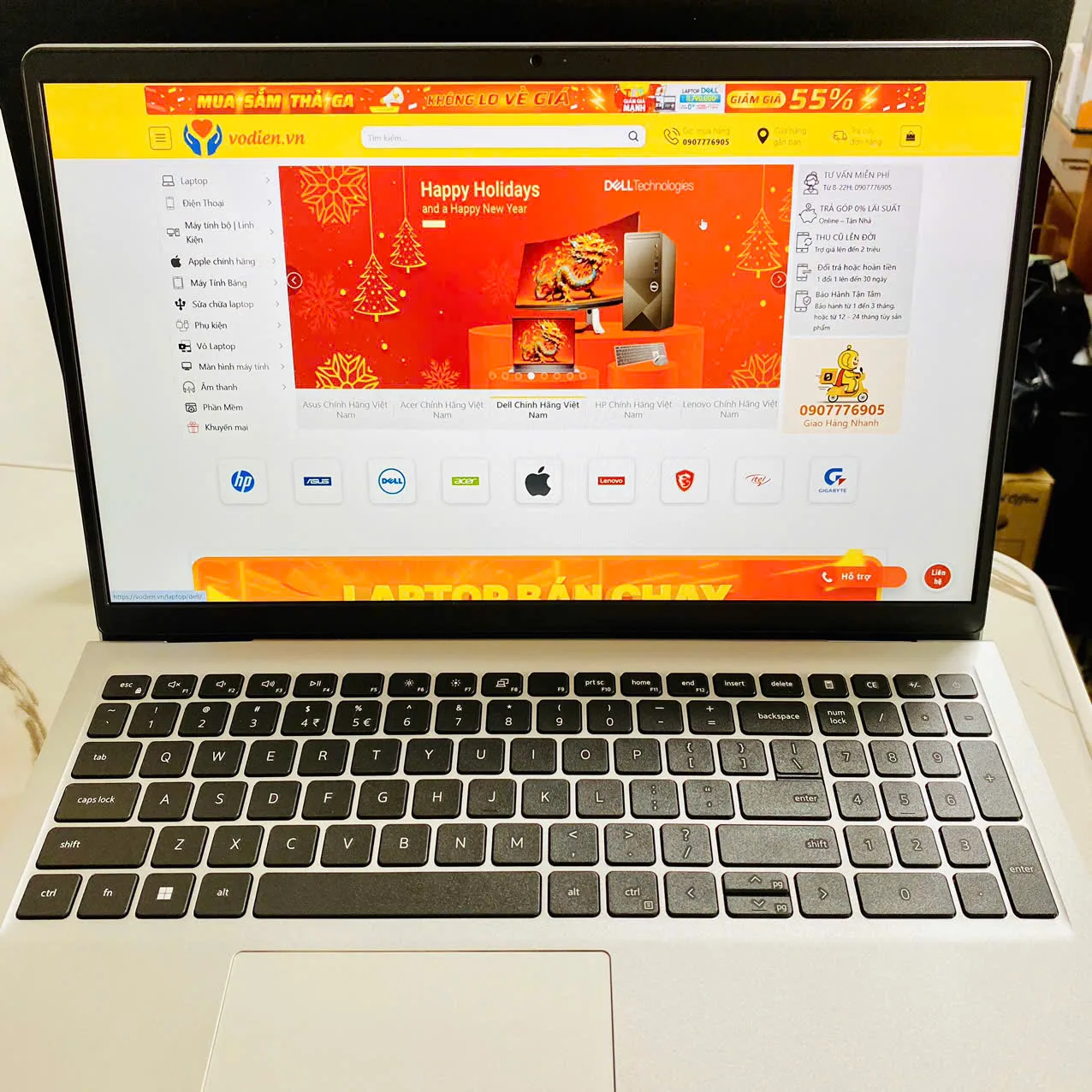 Laptop Dell 15 DC15255 Ryzen 5 7530U 16GB 512GB Tần số quét 120HzFull HD Win11 J4G69D4 võ diện